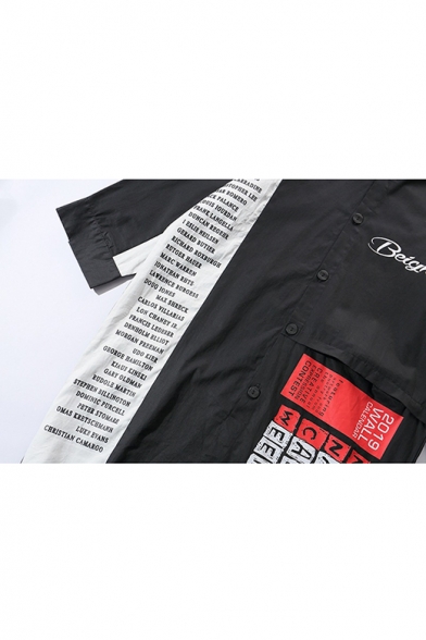Guys New Stylish Letter I REALLY DON'T CARE DO U Print Long Sleeve Longline Hooded Black Trench Jacket