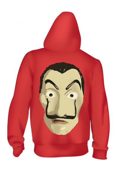 Hot Popular Money Heist Funny Character 3D Printed Red Long Sleeve Zip Up Hoodie
