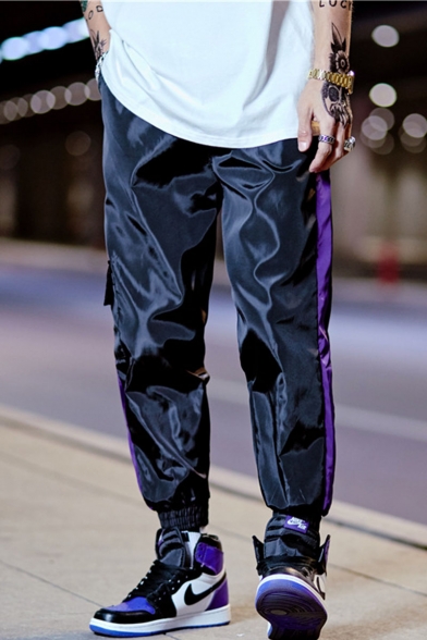 PASATO Fashion New Mens Pants Fastener Pure Color Joint Printing Loose Sports Pants