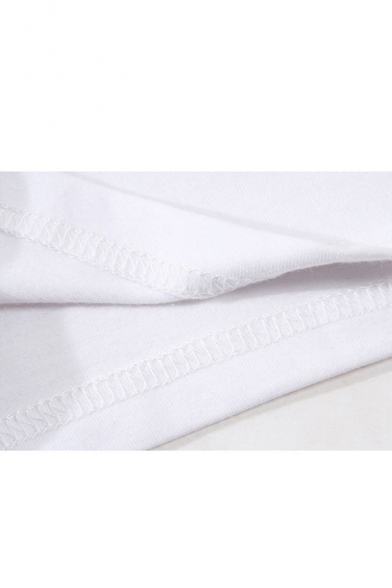 New Popular 3D Pattern Loose Short Sleeve Round Neck White T-Shirt