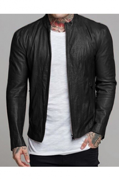 collared leather jacket