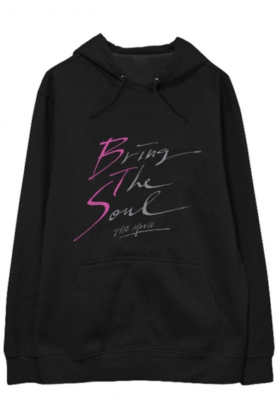 Popular Kpop Unique Letter BRING THE SOUL Printed Long Sleeve Casual Pullover Hoodie