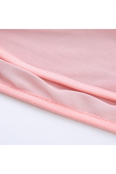 Summer Sexy Heart Print Halter Neck Sleeveless Pink Cropped Cami