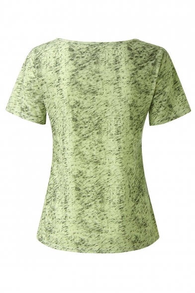 Summer New Arrival Plain V-Neck Short Sleeve Pullover Casual T-Shirt For Women