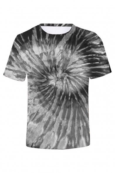 Summer New Stylish Short Sleeve Round Neck 3D Tie-dye Print T-Shirt For Men