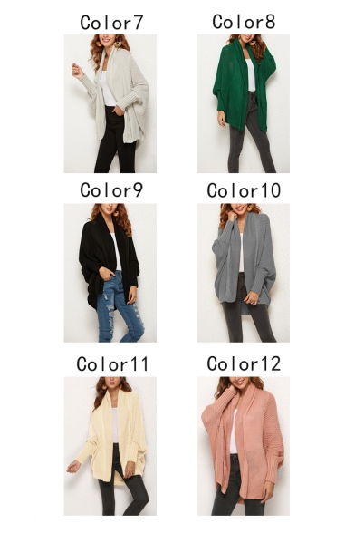 Womens New Stylish Simple Plain Batwing Sleeve Open Front Leisure Cardigan