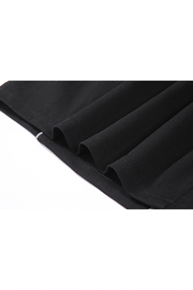 Black Cutout Gloves Long Sleeve Bag Buckle Belt Reflective Light Patch Crop T-Shirt
