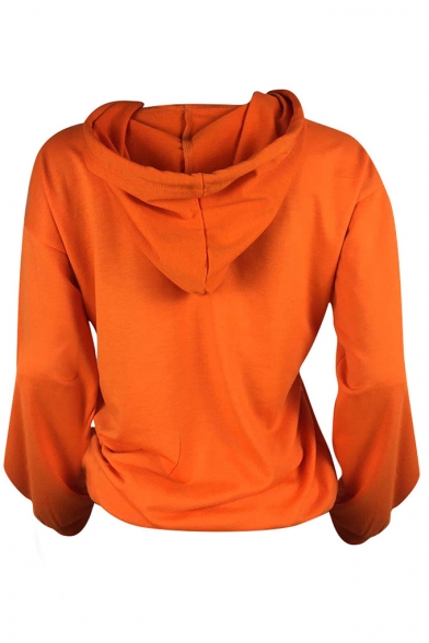 New Popular Printed Long Sleeve Distressed Cut Out Relaxed Hoodie With Pocket