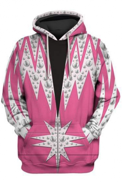 Rocketman Pink Pattern Long Sleeve Sport Loose Drawstring Hoodie