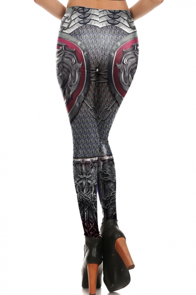 Unique Grey Warrior Armour 3D Print Fitness GYM Athletic Yoga Leggings