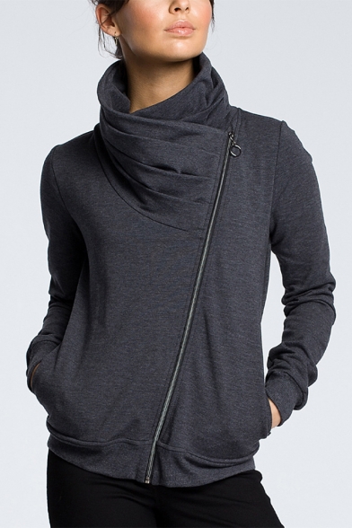 high neck zip up hoodie