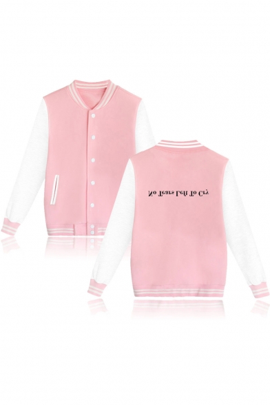 Hot Popular Letter Pattern Stand Collar Long Sleeve Single Breasted Baseball Jacket