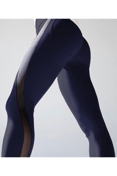 Womens Stylish Sheer Mesh Panel Sport Training Yoga Leggings Pants for Women