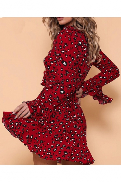 ladies red leopard print dress