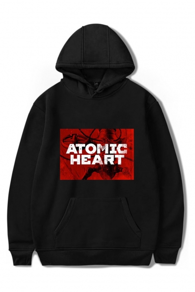 Atomic Heart Letter Printed Long Sleeve Unisex Casual Sports Pullover Hoodie