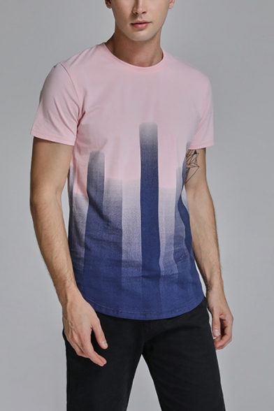 Classic Fashion Mens Short Sleeve Round Neck Tie Dye Basic Leisure T-Shirts