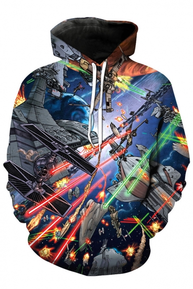 Cool Unique Universe Robot 3D Printed Long Sleeve Unisex Pullover Hoodie