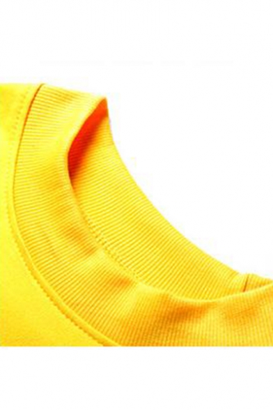 Fashion Yellow Long Sleeve Round Neck I am yellow Letter Printed Cropped Sweatshirt