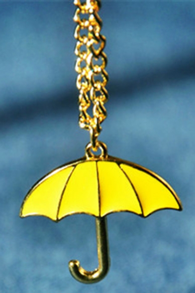 Funny Little Yellow Umbrella Shaped Pendant DIY Key Ring