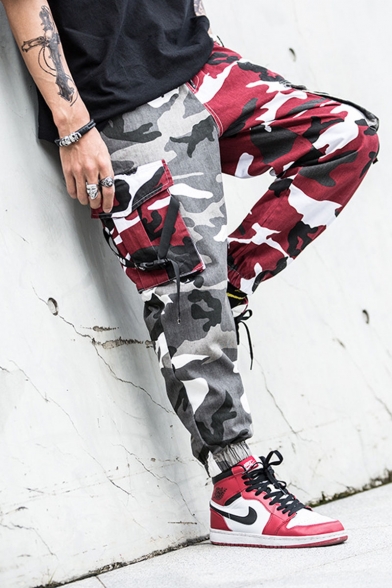 color block camo pants