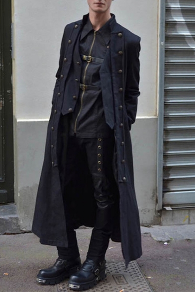 Men's Fashion Steampunk Vintage Jacket Victorian Medieval Costume Long Coat