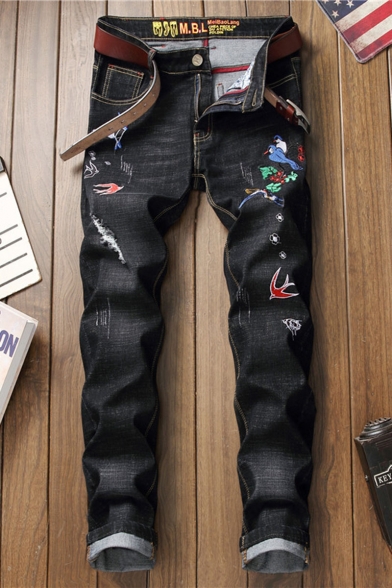 embroidered jeans mens