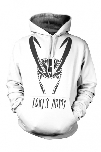 New Arrival Popular Comic Figure Pattern Long Sleeve White Loose Pullover Hoodie