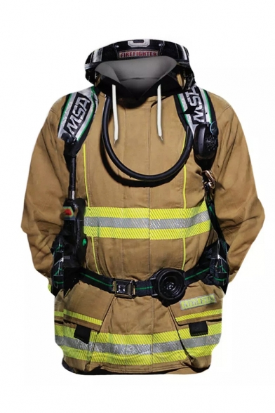 New Fashion Firemen Uniform Cosplay Costume Drawstring Hooded Long Sleeve Pullover Hoodie