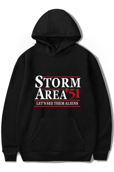 New Popular Letter Storm Area Long Sleeve Casual Relaxed Fit Hoodie