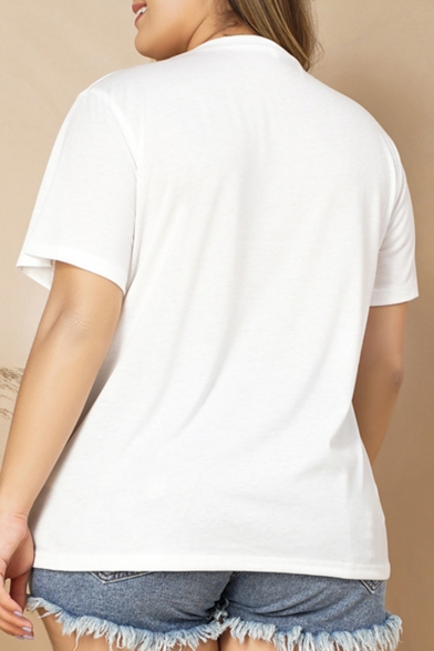 New Trendy Cartoon ARIZONA Pattern Round Neck Short Sleeve White Graphic T-Shirt
