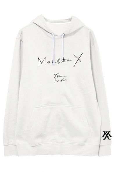 Stylish SHINE FOREVER Letter Kpop Boy Group Long Sleeve Hoodie with Pocket