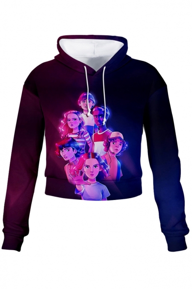 

Stylish Stranger Things Cartoon Figure Printed Cropped Hoodie, LM552330