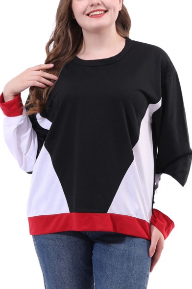 Women's Fashion Colorblocked Long Sleeve Loose Fitted Hoodie