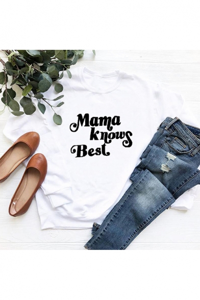 Women's Mama Knows Best Letter Print Round Neck Long Sleeve Sweatshirt