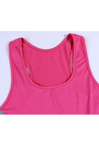 Womens Athletic Mesh Panel Side Scoop Neck Crop Tank with Fitted Shorts Sports Co-ords