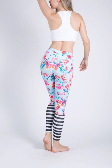 Womens Trendy Floral Printed High Rise Bum Lift Skinny Fit Yoga Leggings Pants