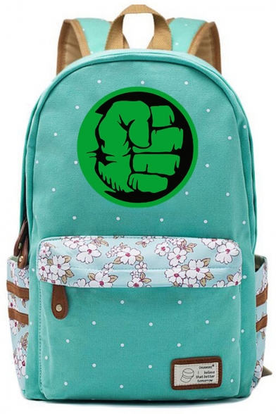 Fashion Floral Comic Fist Printed Unisex Students School Bag Backpack 30*42*14.5cm