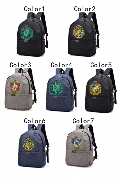 Fashion University Badge Patched USB Charge Students School Bag Backpack 29*14*43cm
