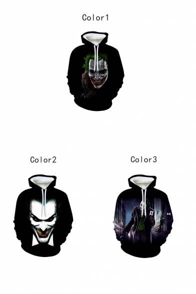 Hot Fashion Joker Character 3D Printed Long Sleeve Drawstring Pullover Hoodie