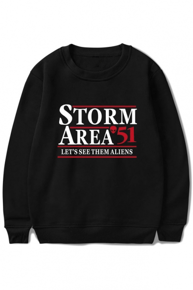 Hot Popular Storm Area Printed Basic Round Neck Long Sleeve Pullover Sweatshirt
