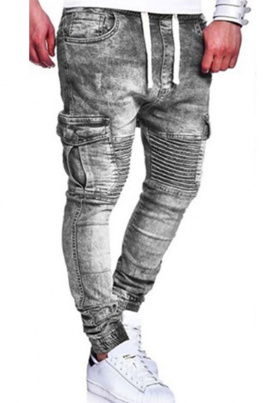 elastic cuff jeans mens