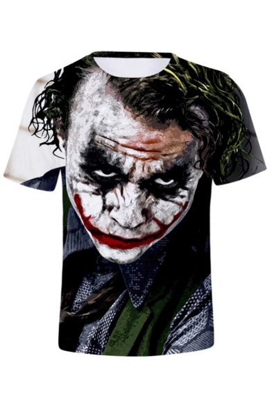 New Stylish Cool Joker Clown Print Short Sleeve Round Neck Casual T-Shirt For Men