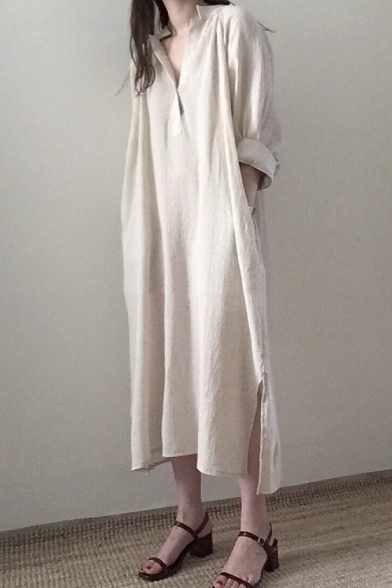 long sleeve maxi dress with pockets
