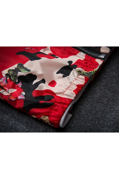 Camo Butterfly Print Long Sleeve Windproof Hooded Zipper Jacket