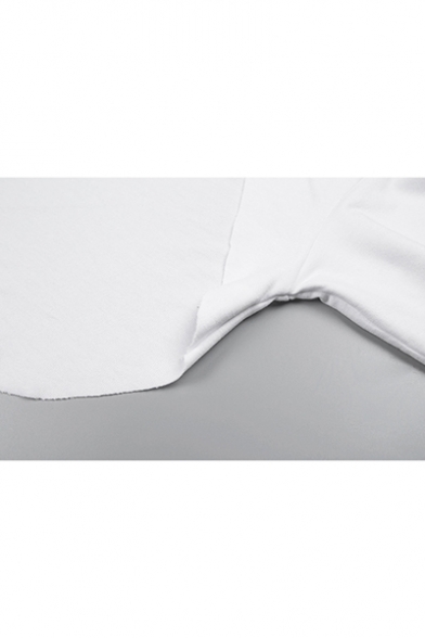 Cool Street Style Plain Long Sleeve Round Neck Asymmetric Hem Cropped Sweatshirt