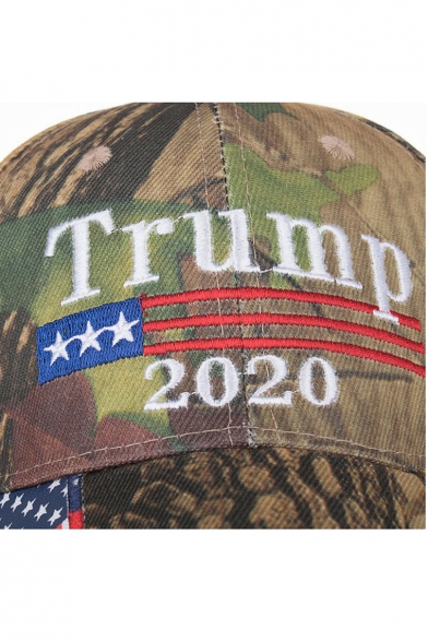 Fashion Army Green Camo Printed Trump 2020 Letter Embroidery Baseball Cap
