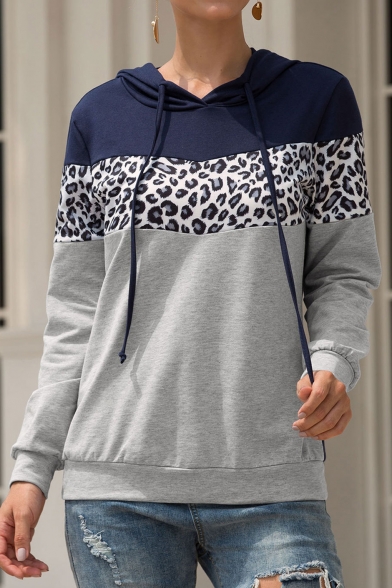 

Fashion Blue and Gray Leopard Pattern Patchwork Long Sleeves Pullover Hoodie, LM557406, Burgundy;pink;gray