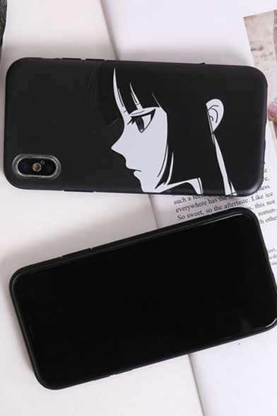 Fashion Comic Boy and Girl Printed Black iPhone Case for Couple