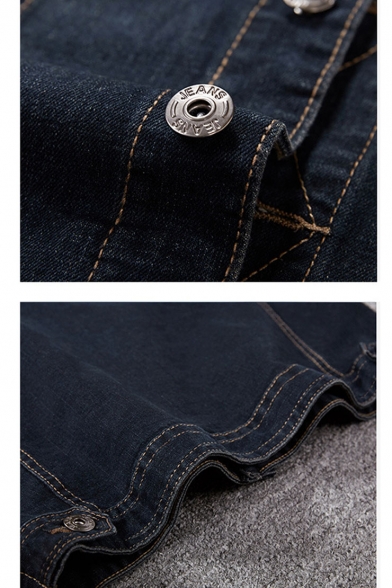 Men's New Trendy Plain Button Closure Sleeveless Plus Size Denim Vest Jacket