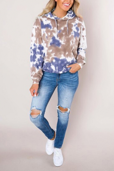 New Fashion Tie-Dyed Long Sleeve Pullover Hoodie With Pocket